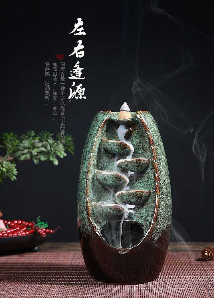 Burner Mountain River Ceramic Incense Holder Backflow Waterfall Incense Handicraft Home Decor Table Ornaments