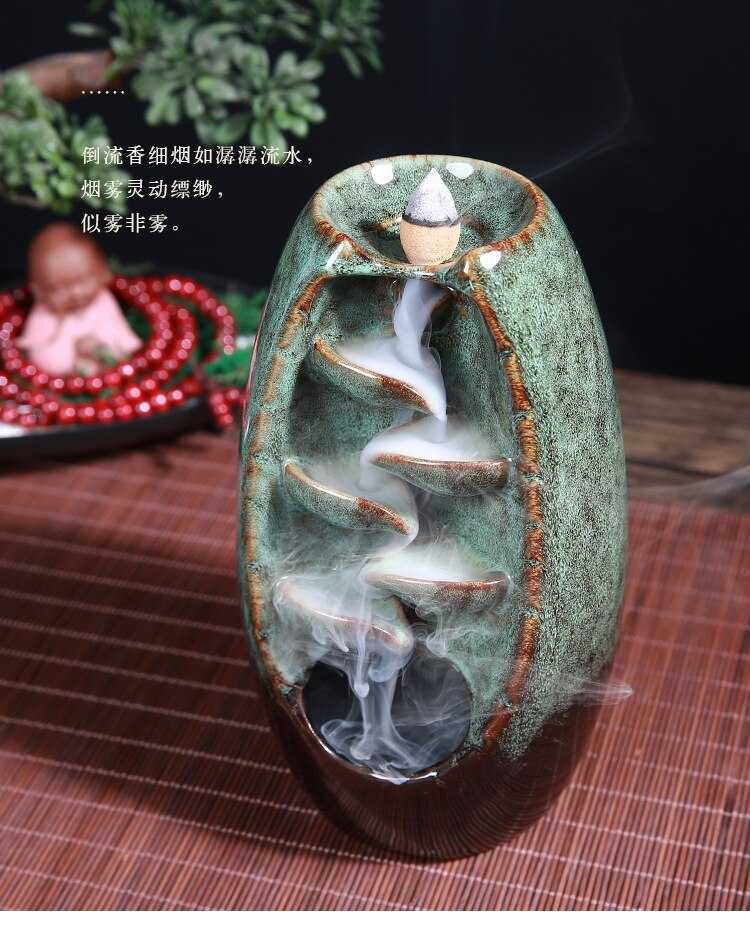 Burner Mountain River Ceramic Incense Holder Backflow Waterfall Incense Handicraft Home Decor Table Ornaments