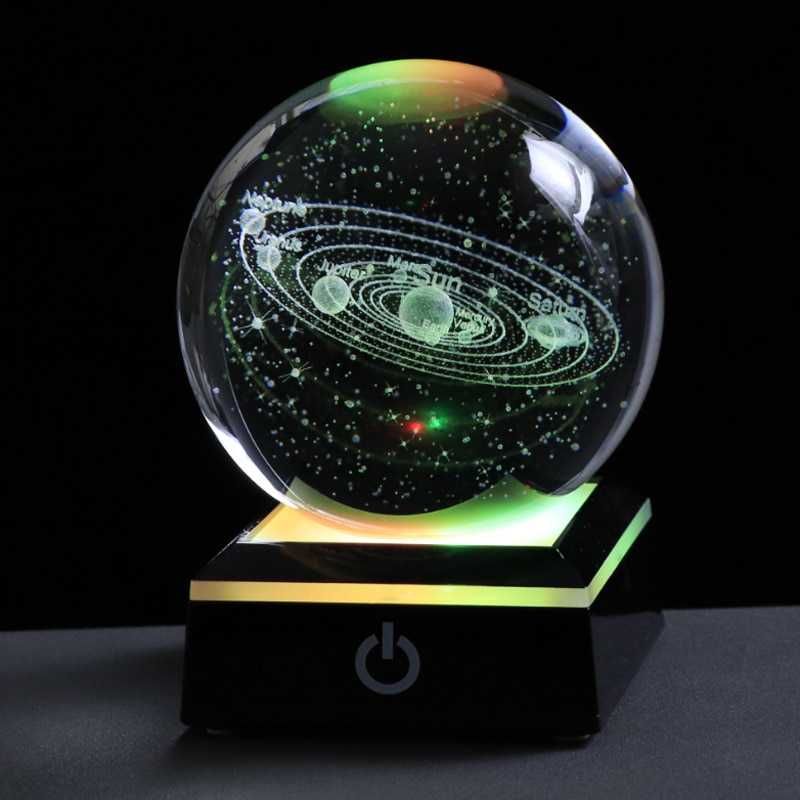 3D Crystal Ball Laser Engraved Planet Crystal Ball Solar System Globe Astronomy Gift Birthday Gift Glass Sphere Home Decoration