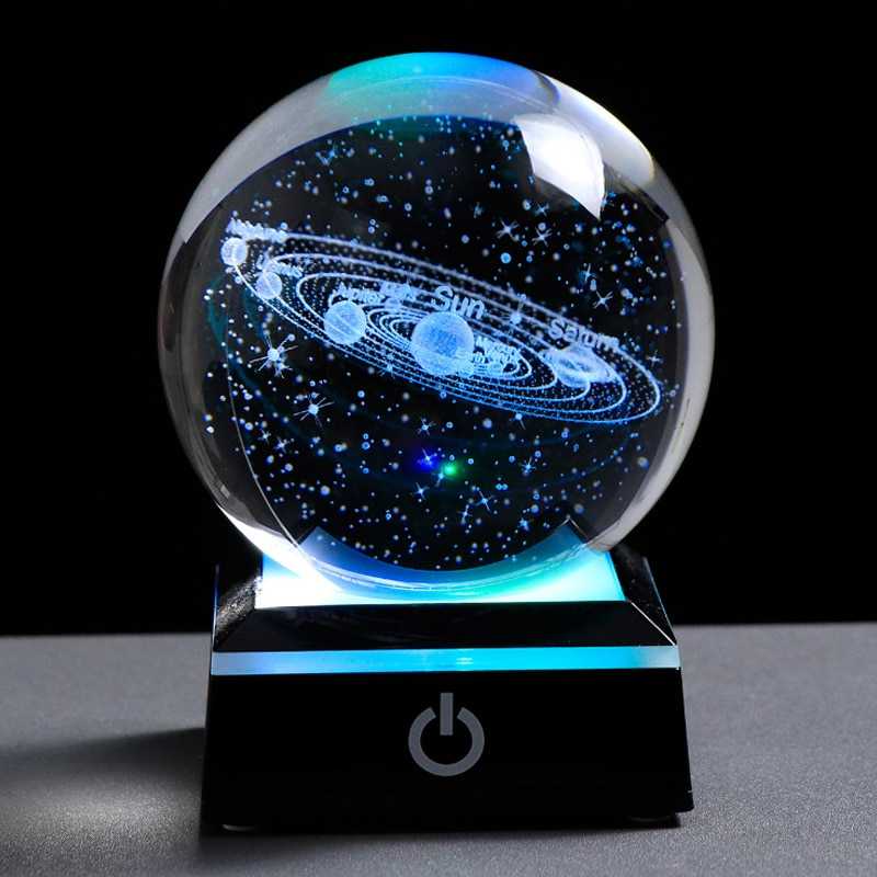 3D Crystal Ball Laser Engraved Planet Crystal Ball Solar System Globe Astronomy Gift Birthday Gift Glass Sphere Home Decoration