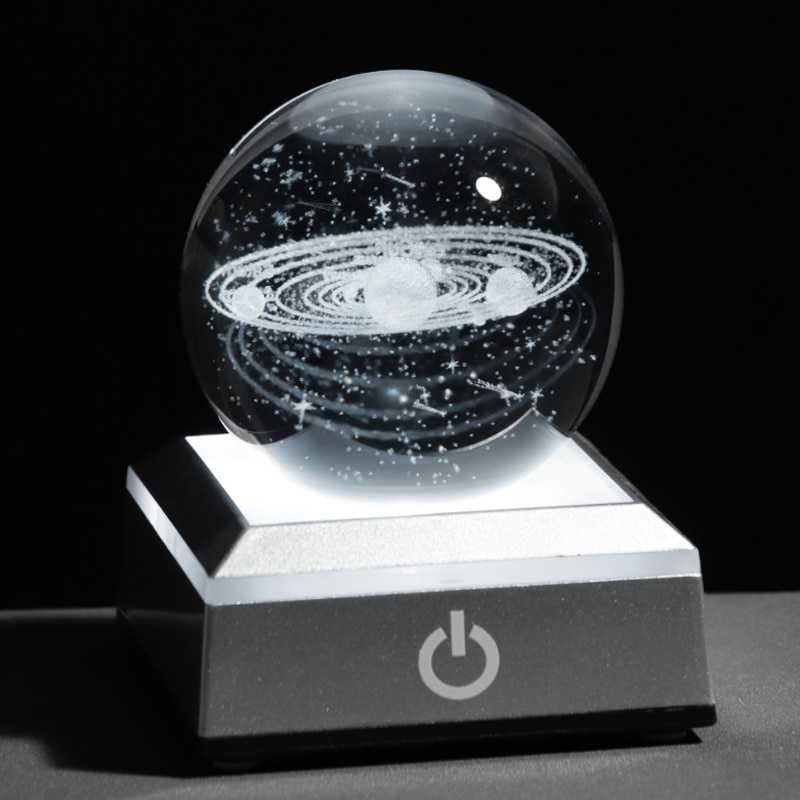 3D Crystal Ball Laser Engraved Planet Crystal Ball Solar System Globe Astronomy Gift Birthday Gift Glass Sphere Home Decoration