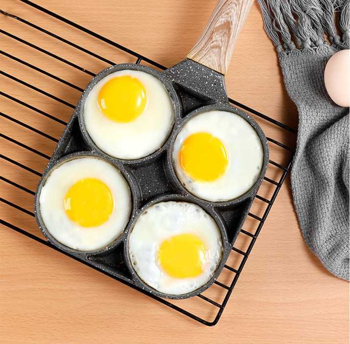 Four-hole Frying Pot Pan Thickened Omelet Pan Non-stick Egg Pancake Steak Pan Cooking Egg Ham Pans Breakfast Maker Cookware