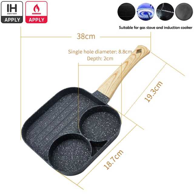 Four-hole Frying Pot Pan Thickened Omelet Pan Non-stick Egg Pancake Steak Pan Cooking Egg Ham Pans Breakfast Maker Cookware