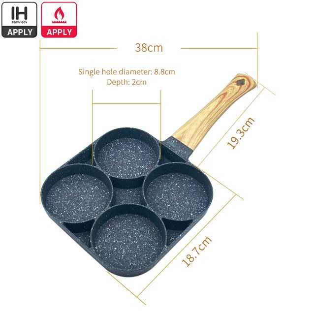 Four-hole Frying Pot Pan Thickened Omelet Pan Non-stick Egg Pancake Steak Pan Cooking Egg Ham Pans Breakfast Maker Cookware