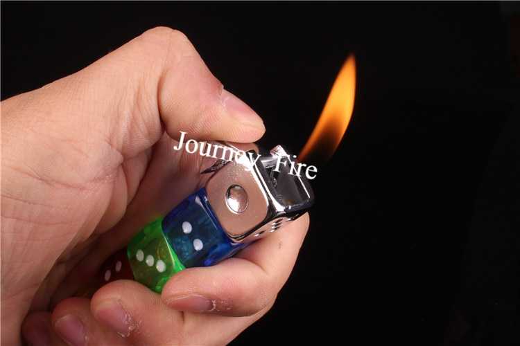 Personality Free Fire Dice Lighter Funny Glowing Toy Butane Refillable Gas Lighter Portable Gadgets For Men Rotatable Lighter