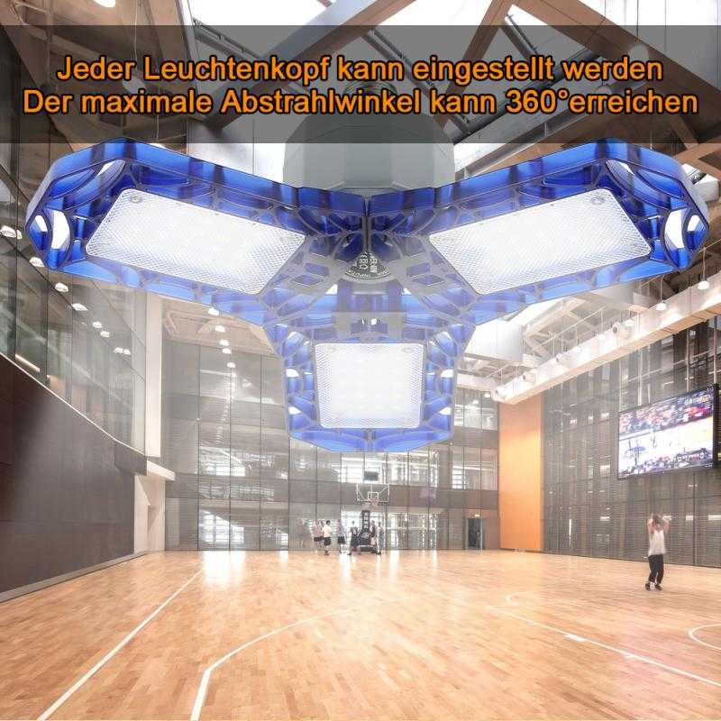 60W/40W LED Garage Lights 360 Degrees Deformable Ceiling Light Fixture Daylight for Workshop Warehouse Folding Three-Leaf Lamp