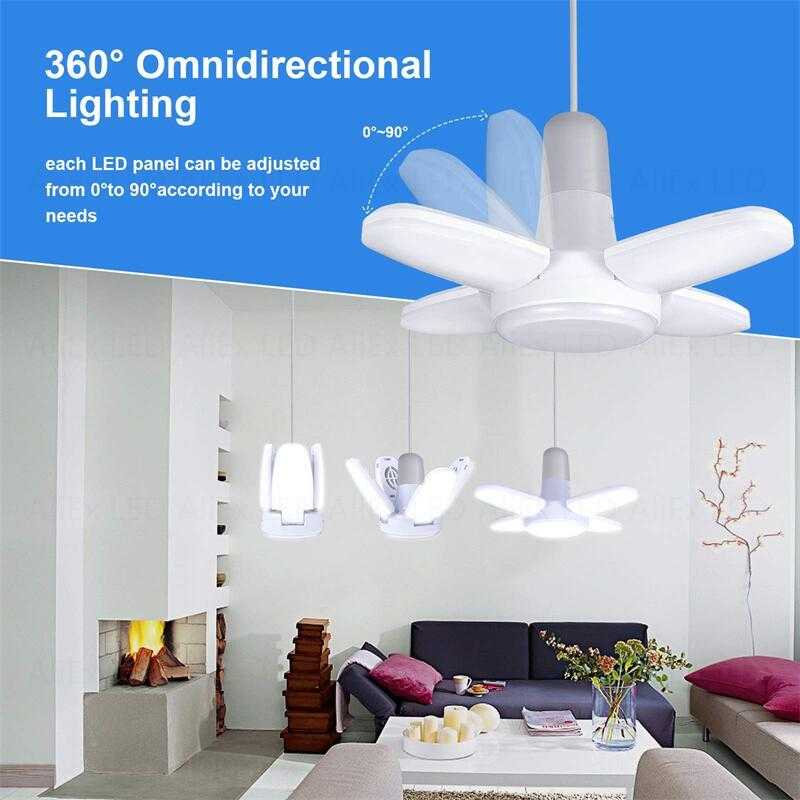 NEW E27 LED Bulb Fan Blade Timing Lamp AC85-265V 28W Foldable Led Light Bulb Lampada Night Light For Home Ceiling Light Lighting
