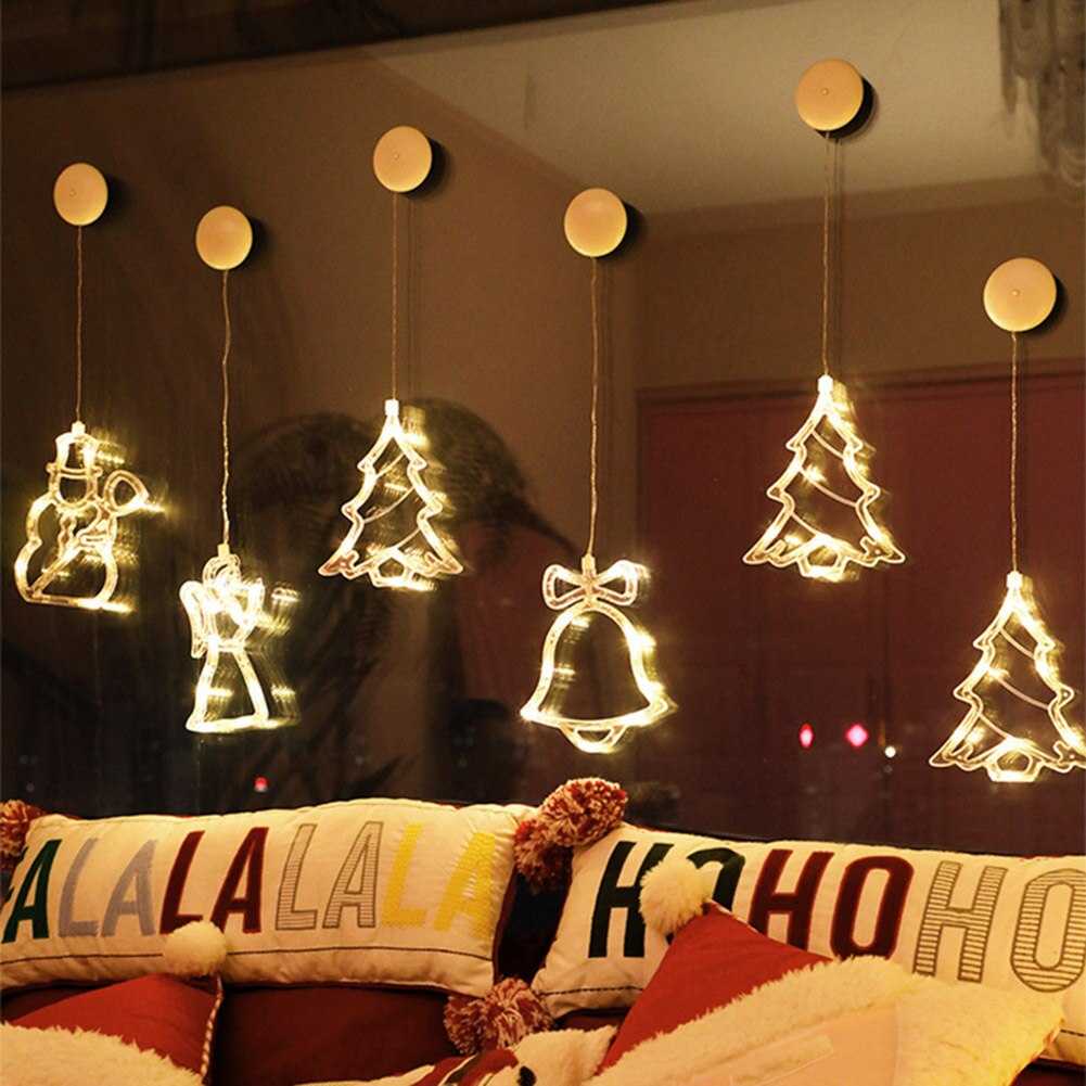 2022 Christmas Decoration Santa Claus Elk LED Light Suction Cup Window Pendant Lamp Noel Natal New Year 2023 Home Decoration