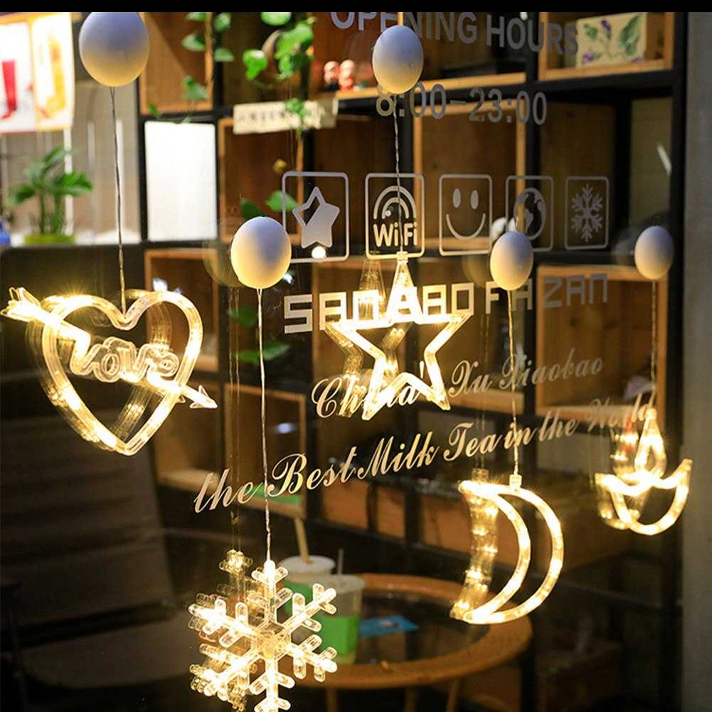 2022 Christmas Decoration Santa Claus Elk LED Light Suction Cup Window Pendant Lamp Noel Natal New Year 2023 Home Decoration