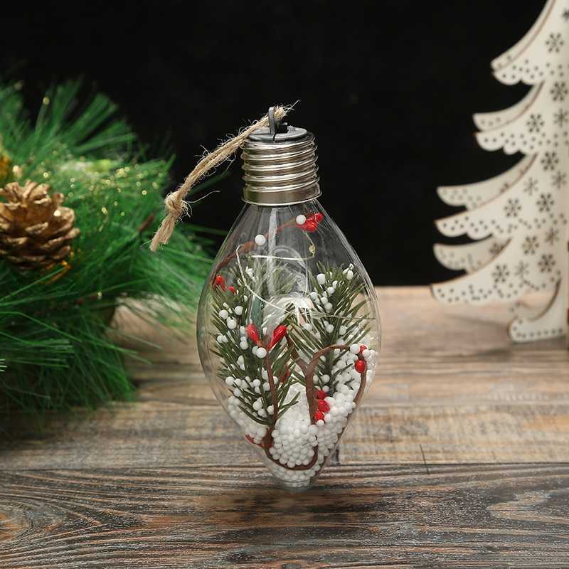 Christmas LED Decoration Ball Lights Xmas Tree Hanging Ornaments Transparent Luminous Bulb Pendant New Year 2022 Home Decoration