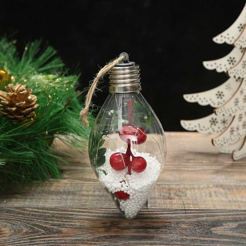 Christmas LED Decoration Ball Lights Xmas Tree Hanging Ornaments Transparent Luminous Bulb Pendant New Year 2022 Home Decoration