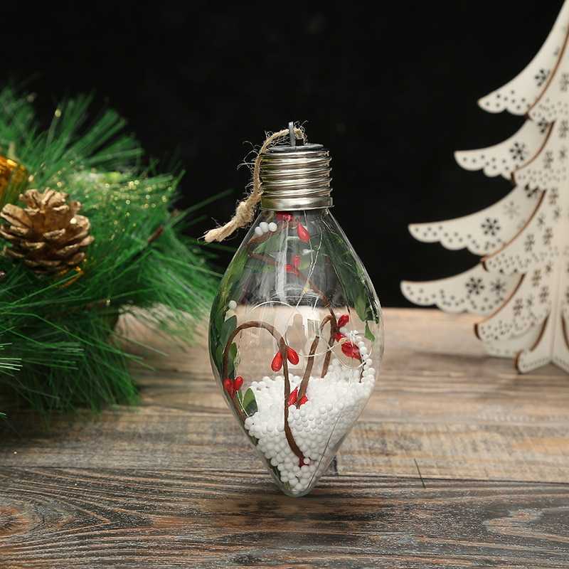 Christmas LED Decoration Ball Lights Xmas Tree Hanging Ornaments Transparent Luminous Bulb Pendant New Year 2022 Home Decoration