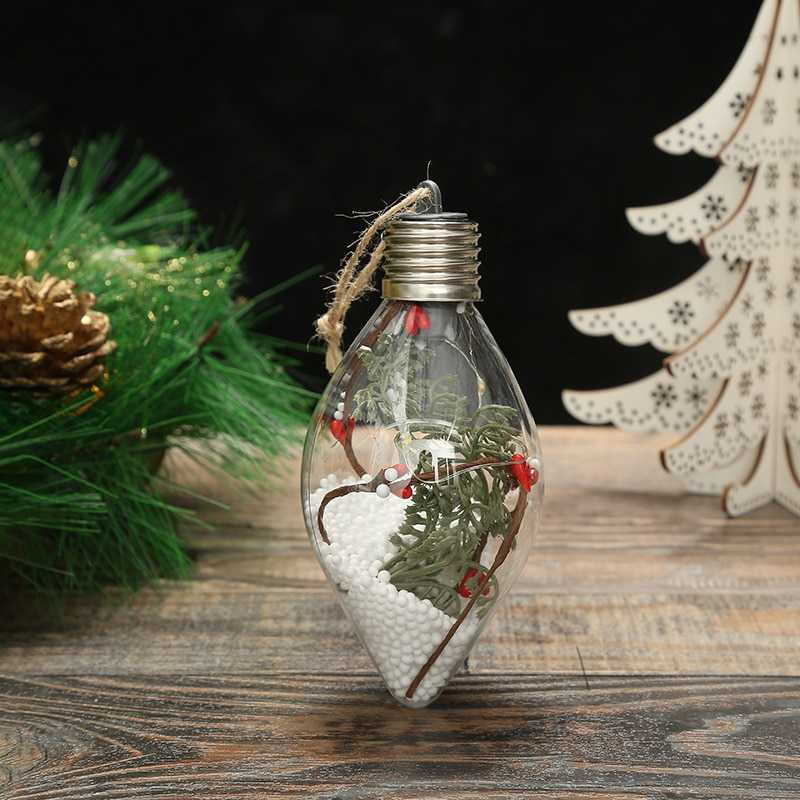 Christmas LED Decoration Ball Lights Xmas Tree Hanging Ornaments Transparent Luminous Bulb Pendant New Year 2022 Home Decoration