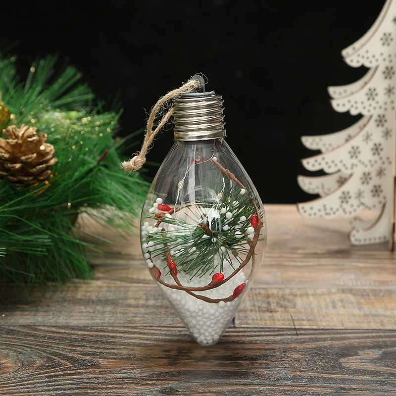 Christmas LED Decoration Ball Lights Xmas Tree Hanging Ornaments Transparent Luminous Bulb Pendant New Year 2022 Home Decoration