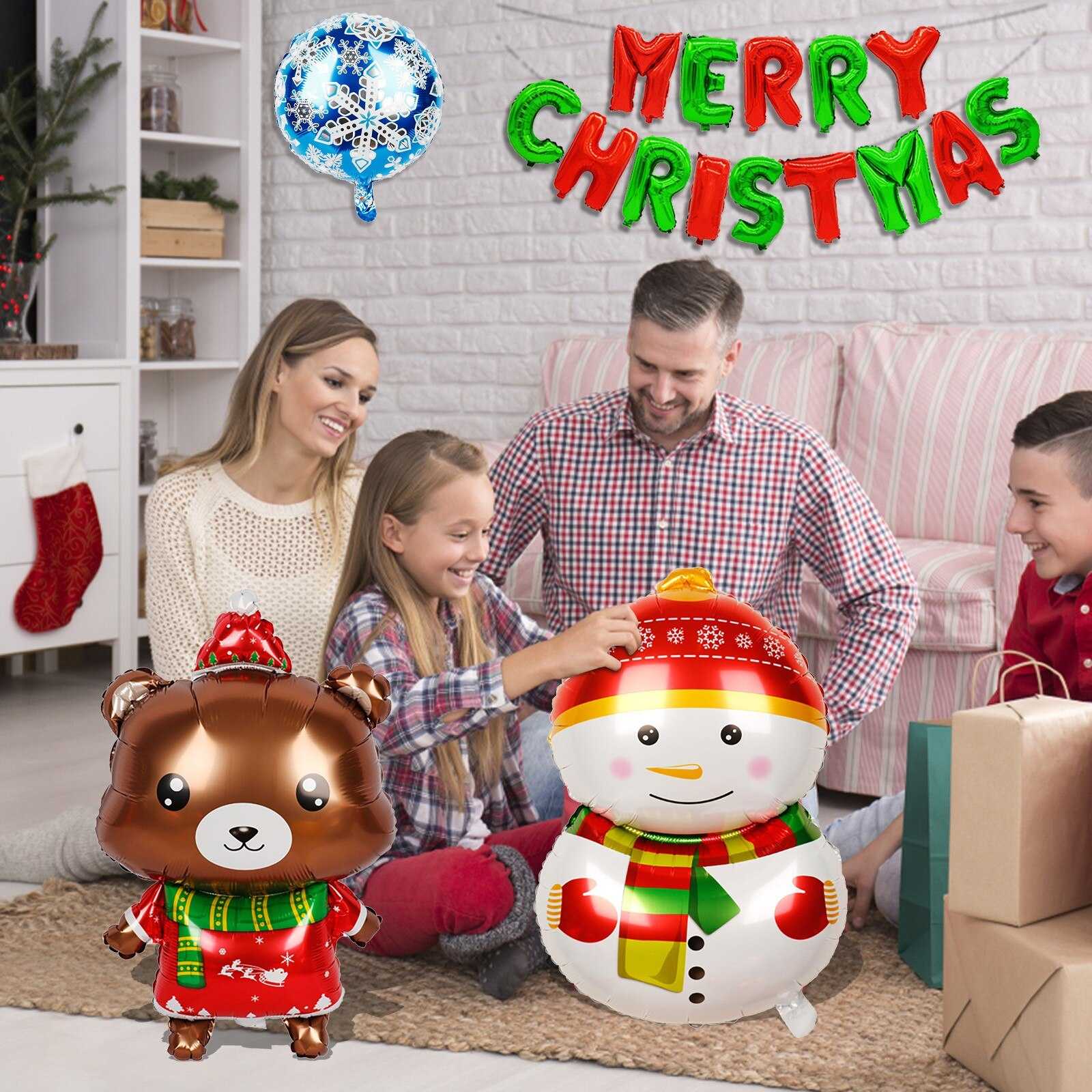 1pcs Mini Christmas Balloons Santa Claus Snowman Elk Air Globos Noel Bell Inflatable Toys Kid Christmas Decoration Navidad 2022