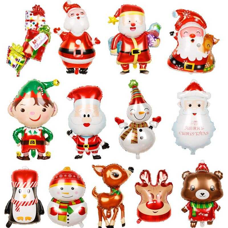 1pcs Mini Christmas Balloons Santa Claus Snowman Elk Air Globos Noel Bell Inflatable Toys Kid Christmas Decoration Navidad 2022