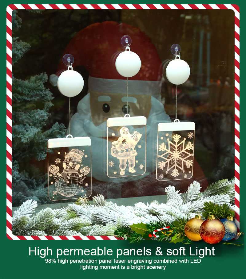 3D Christmas Decoration LED Lights Battery Hanging Lamp Acrylic Board Halloween Hanging Lights Window Decorative Lamp For Party