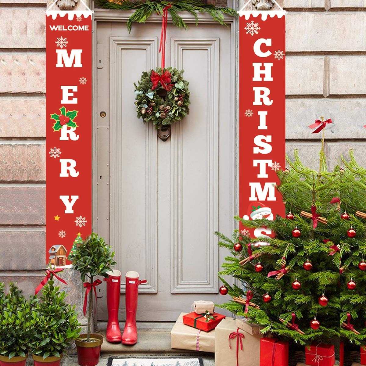 Christmas Door Decoration 2022 Merry Christmas Banner Decor for Home Hanging Xmas Ornament Navidad Happy New Year Gift 2023