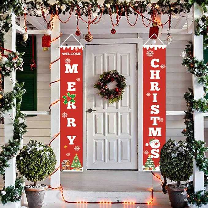 Christmas Door Decoration 2022 Merry Christmas Banner Decor for Home Hanging Xmas Ornament Navidad Happy New Year Gift 2023