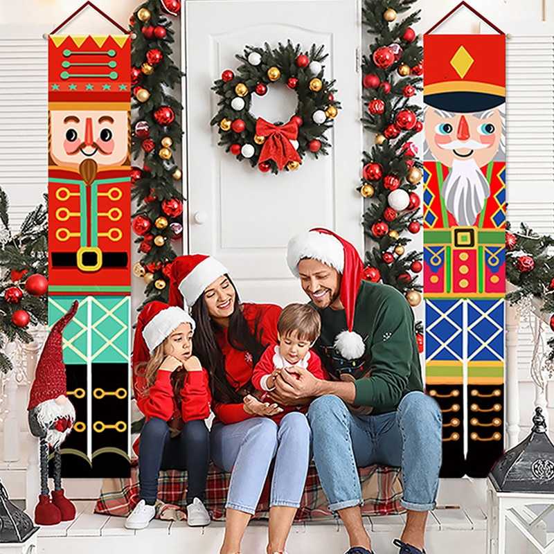 Christmas Door Decoration 2022 Merry Christmas Banner Decor for Home Hanging Xmas Ornament Navidad Happy New Year Gift 2023