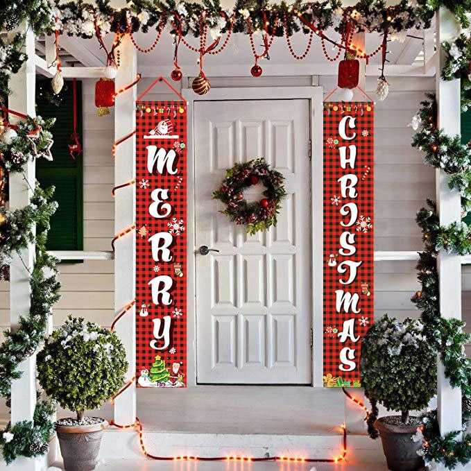 Christmas Door Decoration 2022 Merry Christmas Banner Decor for Home Hanging Xmas Ornament Navidad Happy New Year Gift 2023