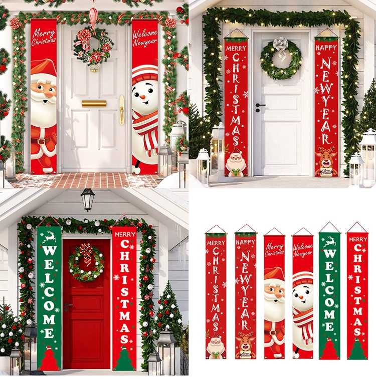 Christmas Door Decoration 2022 Merry Christmas Banner Decor for Home Hanging Xmas Ornament Navidad Happy New Year Gift 2023