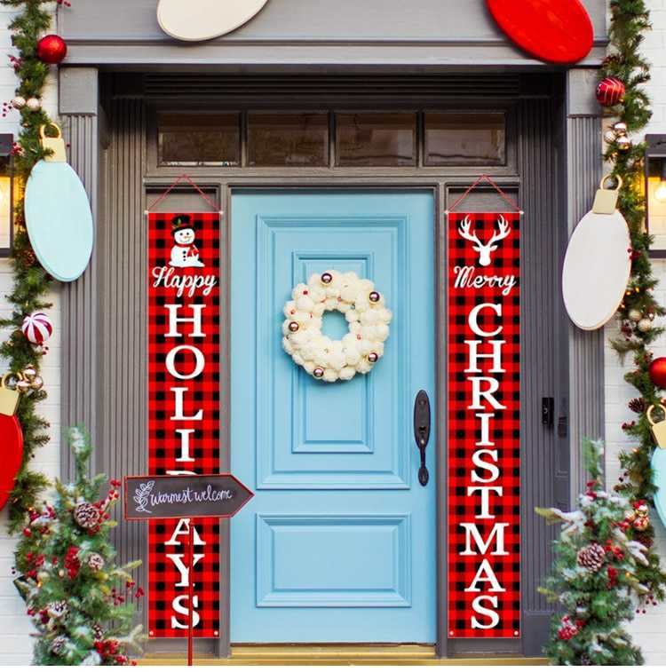 Christmas Door Decoration 2022 Merry Christmas Banner Decor for Home Hanging Xmas Ornament Navidad Happy New Year Gift 2023