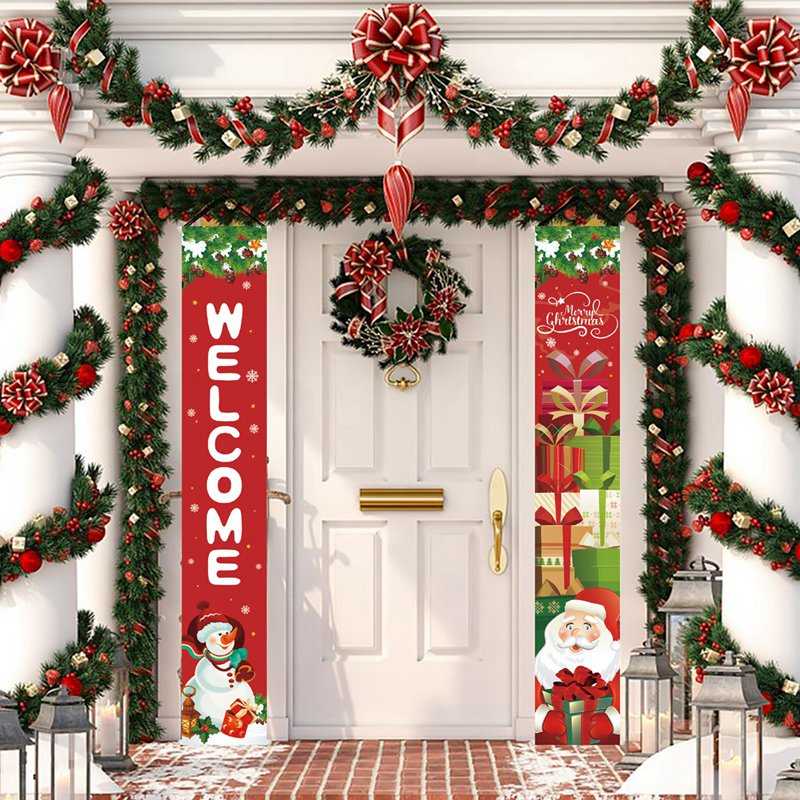 Christmas Door Decoration 2022 Merry Christmas Banner Decor for Home Hanging Xmas Ornament Navidad Happy New Year Gift 2023