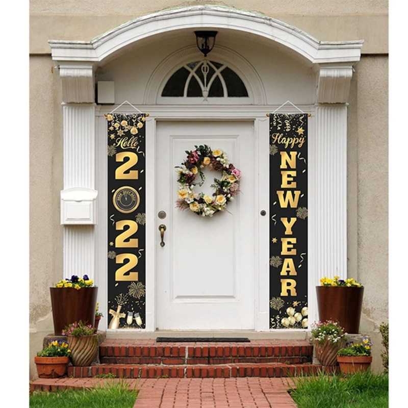 Christmas Door Decoration 2022 Merry Christmas Banner Decor for Home Hanging Xmas Ornament Navidad Happy New Year Gift 2023