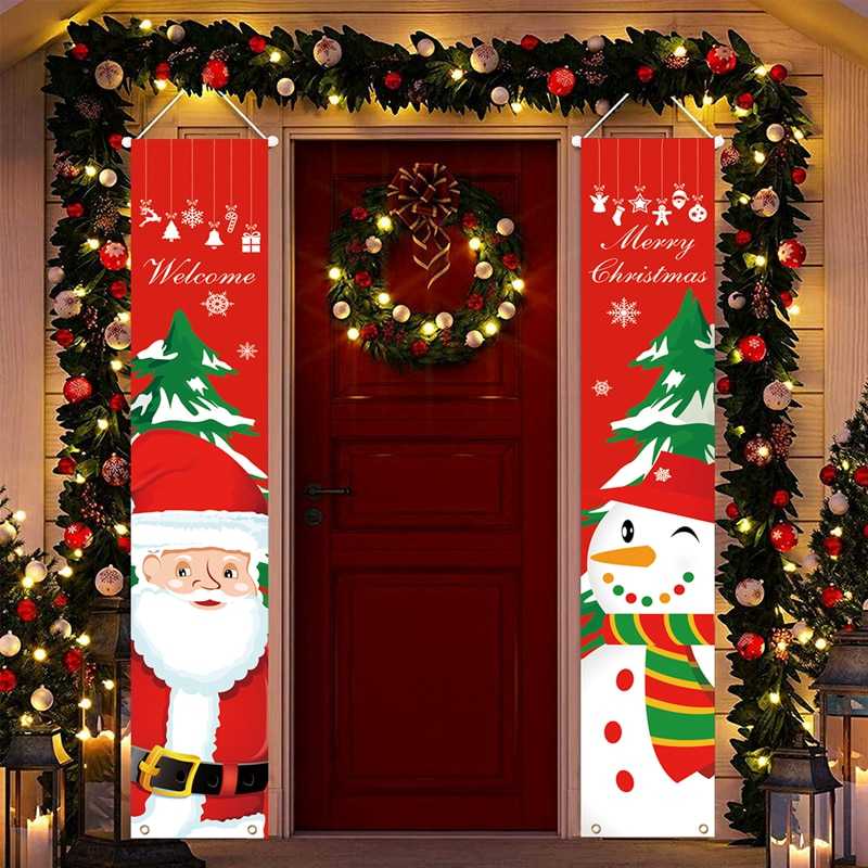 Christmas Door Decoration 2022 Merry Christmas Banner Decor for Home Hanging Xmas Ornament Navidad Happy New Year Gift 2023