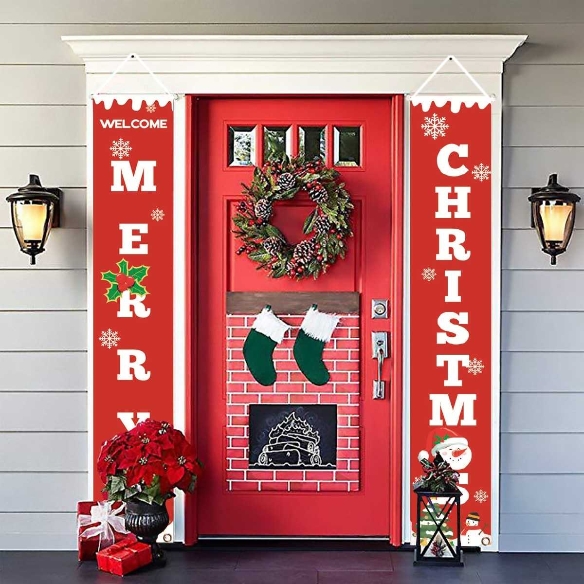 Christmas Door Decoration 2022 Merry Christmas Banner Decor for Home Hanging Xmas Ornament Navidad Happy New Year Gift 2023