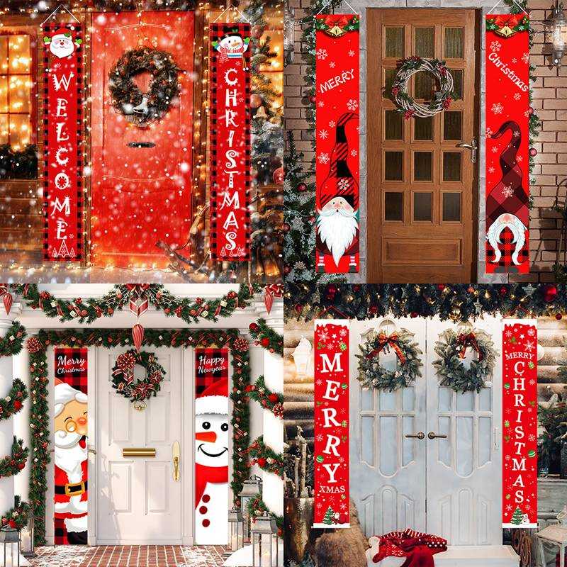 Christmas Door Decoration 2022 Merry Christmas Banner Decor for Home Hanging Xmas Ornament Navidad Happy New Year Gift 2023