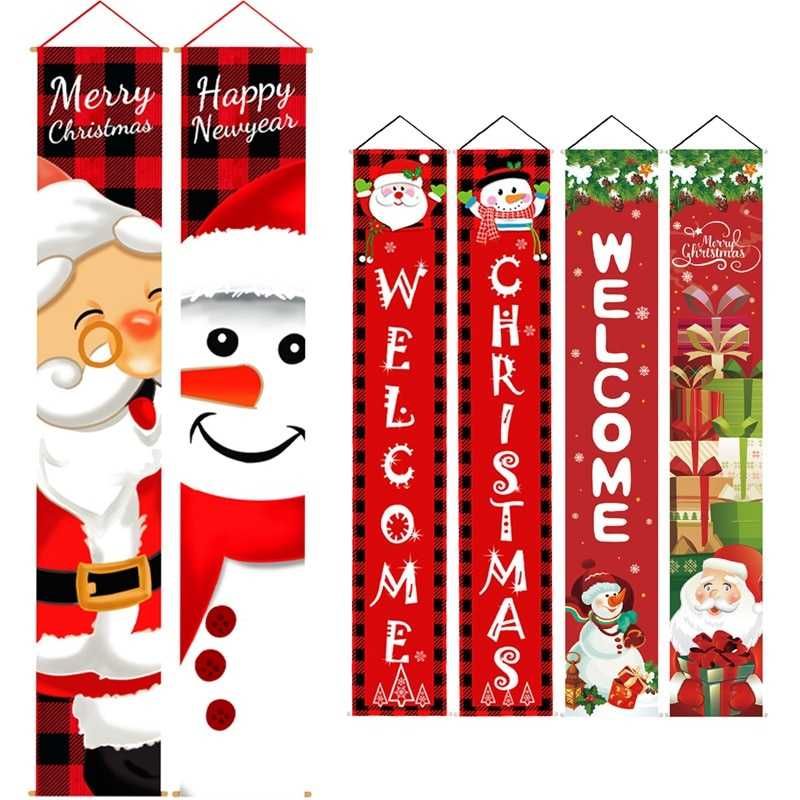 Christmas Door Decoration 2022 Merry Christmas Banner Decor for Home Hanging Xmas Ornament Navidad Happy New Year Gift 2023