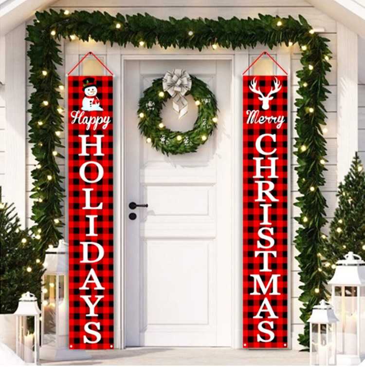 Christmas Door Decoration 2022 Merry Christmas Banner Decor for Home Hanging Xmas Ornament Navidad Happy New Year Gift 2023