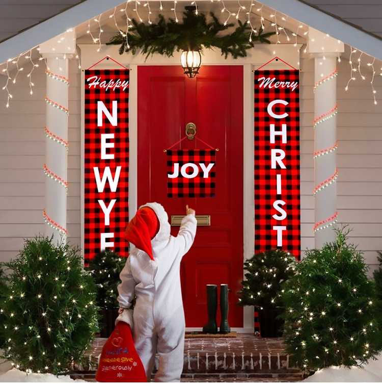 Christmas Door Decoration 2022 Merry Christmas Banner Decor for Home Hanging Xmas Ornament Navidad Happy New Year Gift 2023