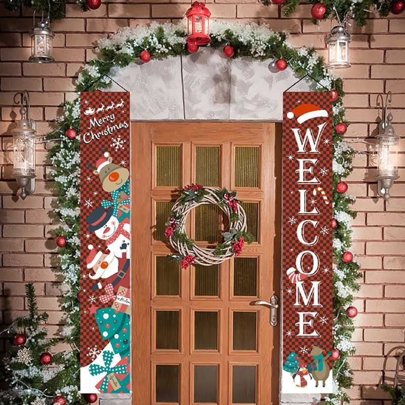 Christmas Door Decoration 2022 Merry Christmas Banner Decor for Home Hanging Xmas Ornament Navidad Happy New Year Gift 2023