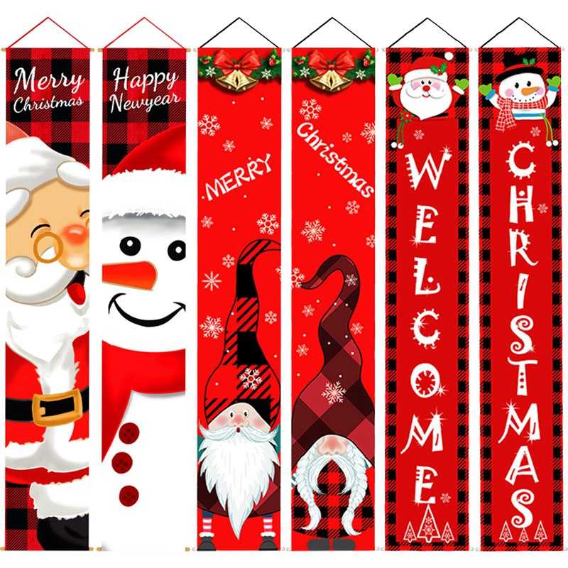 Christmas Door Decoration 2022 Merry Christmas Banner Decor for Home Hanging Xmas Ornament Navidad Happy New Year Gift 2023