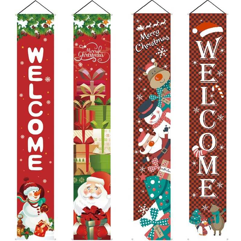 Christmas Door Decoration 2022 Merry Christmas Banner Decor for Home Hanging Xmas Ornament Navidad Happy New Year Gift 2023