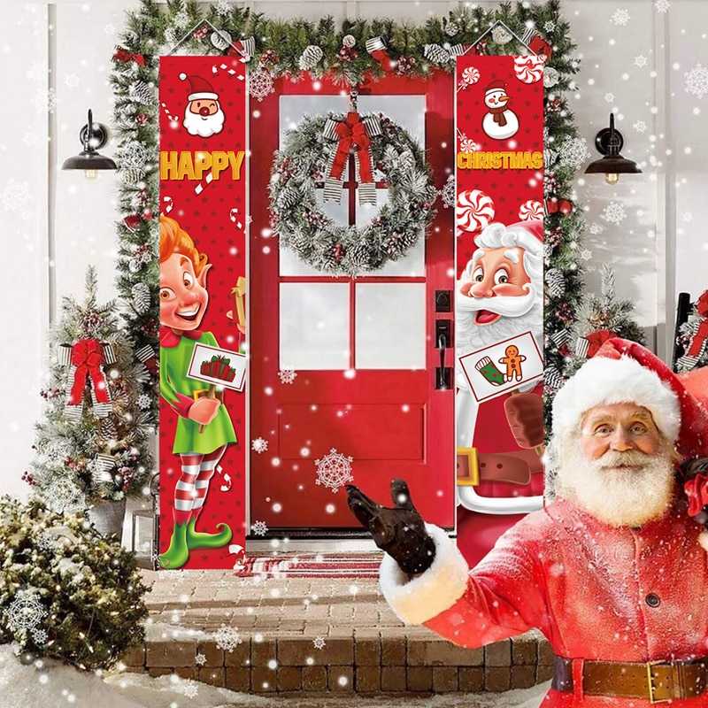 Christmas Door Decoration 2022 Merry Christmas Banner Decor for Home Hanging Xmas Ornament Navidad Happy New Year Gift 2023