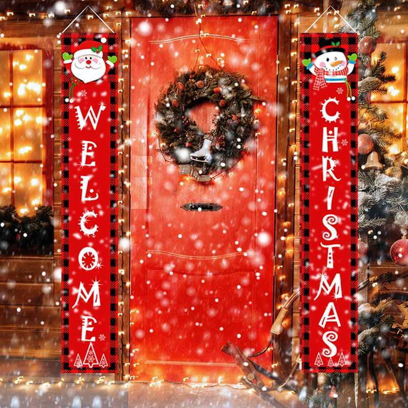 Christmas Door Decoration 2022 Merry Christmas Banner Decor for Home Hanging Xmas Ornament Navidad Happy New Year Gift 2023