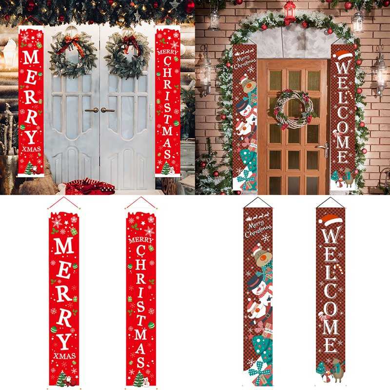 Christmas Door Decoration 2022 Merry Christmas Banner Decor for Home Hanging Xmas Ornament Navidad Happy New Year Gift 2023