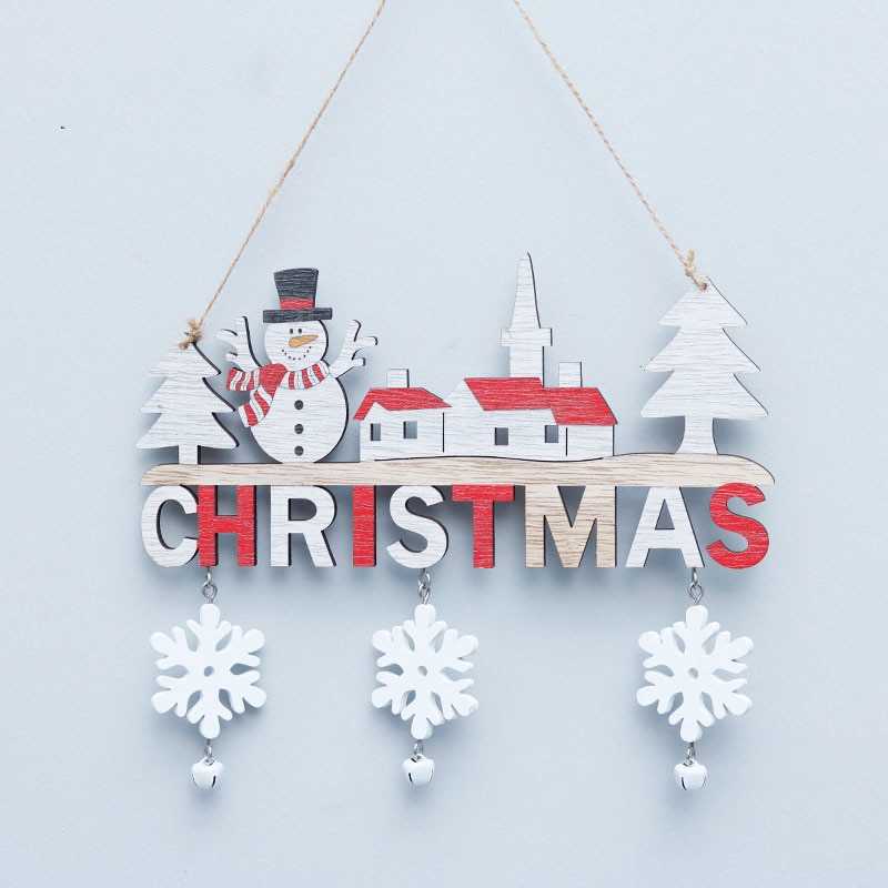 2022 Wooden Christmas Door Hanging Oranments Wall Xmas Dec Merry Christmas Decor For Home Happy New Year Naviidad Door Pendants