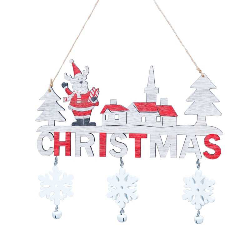 2022 Wooden Christmas Door Hanging Oranments Wall Xmas Dec Merry Christmas Decor For Home Happy New Year Naviidad Door Pendants