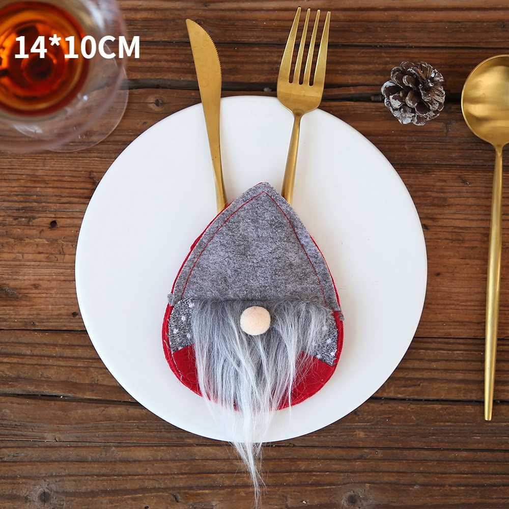 2021 Noel Christmas Decorations for Home Dinner Table Decor New Year 2022 Christmas Gift Tableware Fork Knife Holder Bag Navidad