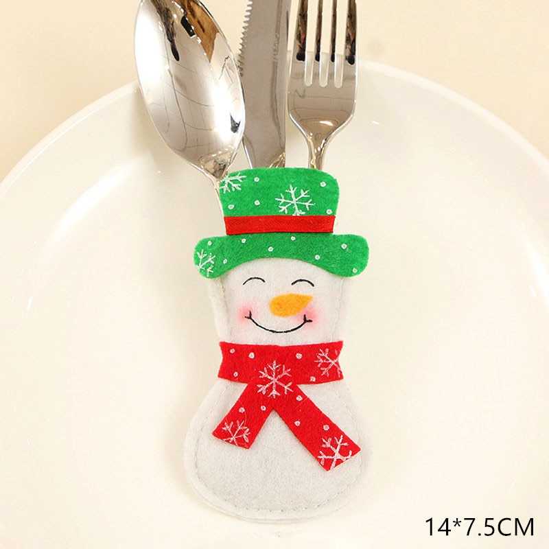 2021 Noel Christmas Decorations for Home Dinner Table Decor New Year 2022 Christmas Gift Tableware Fork Knife Holder Bag Navidad