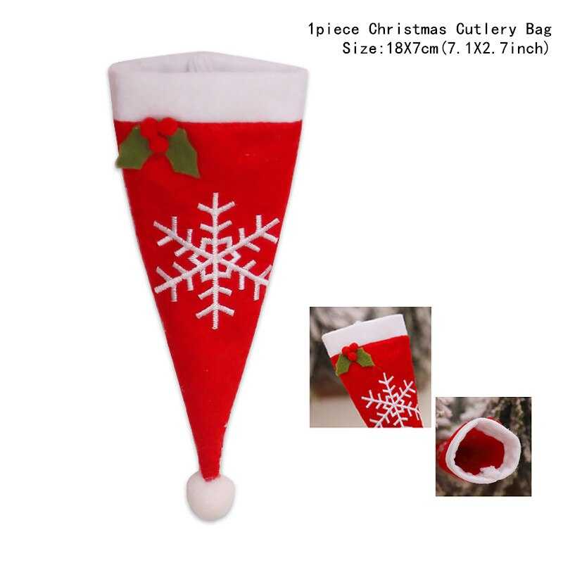 2021 Noel Christmas Decorations for Home Dinner Table Decor New Year 2022 Christmas Gift Tableware Fork Knife Holder Bag Navidad