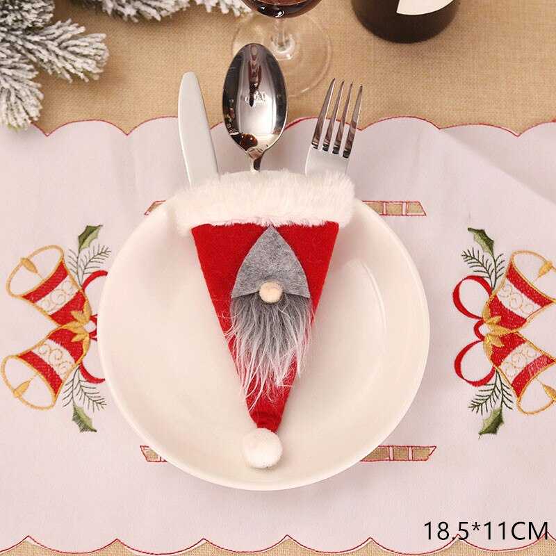 2021 Noel Christmas Decorations for Home Dinner Table Decor New Year 2022 Christmas Gift Tableware Fork Knife Holder Bag Navidad