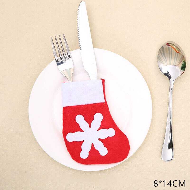 2021 Noel Christmas Decorations for Home Dinner Table Decor New Year 2022 Christmas Gift Tableware Fork Knife Holder Bag Navidad