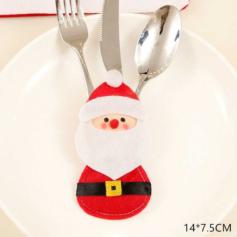 2021 Noel Christmas Decorations for Home Dinner Table Decor New Year 2022 Christmas Gift Tableware Fork Knife Holder Bag Navidad