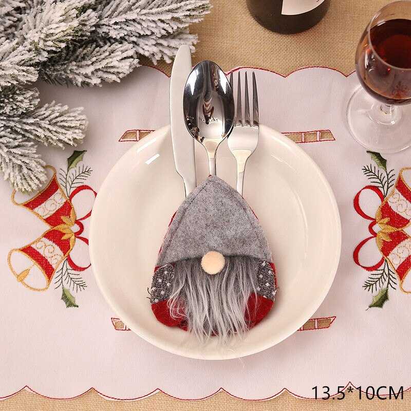 2021 Noel Christmas Decorations for Home Dinner Table Decor New Year 2022 Christmas Gift Tableware Fork Knife Holder Bag Navidad